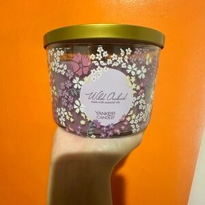 Yankee Candle Wild Orchid with Gold Lid and Floral Design
